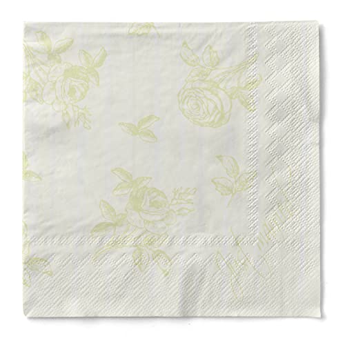 Sovie HOME Serviette HOCHZEIT | Tissue-Servietten 33x33 cm | saugstarke und hochwertige Einweg-Servietten | ideal für Hochzeit | 20 Stück (Champagner-Grün) von Sovie Home