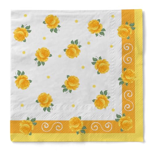 Sovie HOME Serviette ROSITA | Tissue-Servietten 33x33 cm | saugstarke und hochwertige Einweg-Servietten | ideal für Hochzeit & Feiern im Frühling & Sommer (Gelb) von Sovie Home