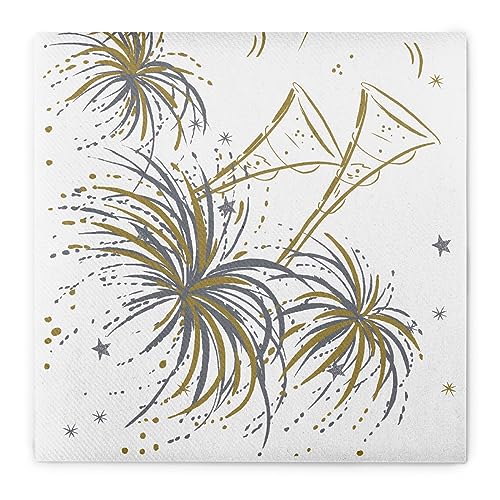 Sovie HOME Serviette Silvester Silber-Gold | Linclass® Airlaid ideal für Silvester Neujahr Party | 40x40 cm, 12 Stück von Sovie Home