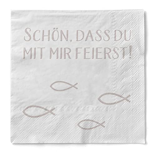 Sovie HOME Serviette | Tissue 33 x 33 cm | saugstarke Einmal-Serviette | Kommunion/Konfirmation | 20 Stück | Schön, dass Du mit mir feierst von Sovie Home