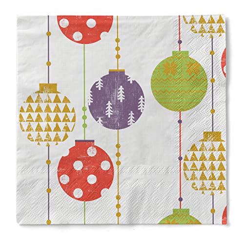 Sovie HOME Serviette Ulla | aus Tissue, 3-lagig | Adventszeit Weihnachtskugeln schmücken Ihren Tisch | 33 x 33 cm, 20 Stück von Sovie Home