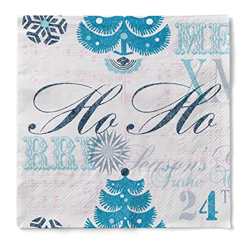 Sovie HOME Serviette Xmas-Greetings | aus Tissue 3-lagig | Moderne Tischdekoration Weihnachten | 33 x 33 cm | 20 Stück (Türkis) von Sovie Home