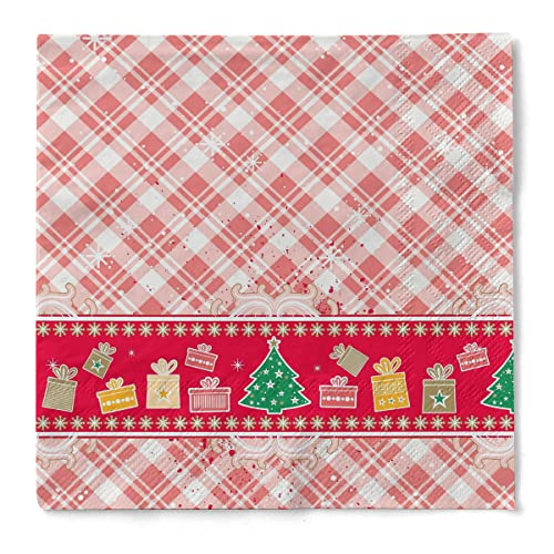 Sovie HOME Serviette | aus Tissue 3-lagig | Weihnachts-Servietten Geschenke Tannenbaum Christmas | 33x33cm | 20 Stück | Joy (Rot) von Sovie Home