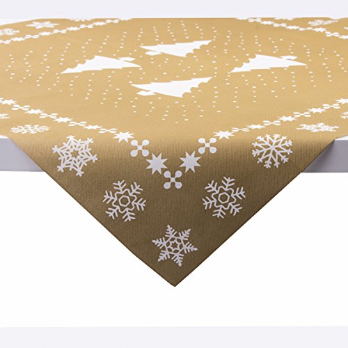 Sovie Home Tischdecke White Tree in Gold aus Linclass® Airlaid, Weihnachtstischdecke stoffähnlich, ideal für Advent, Winterfeiern & Weihnachten, 80x80 cm, 1 Stück von Sovie Home