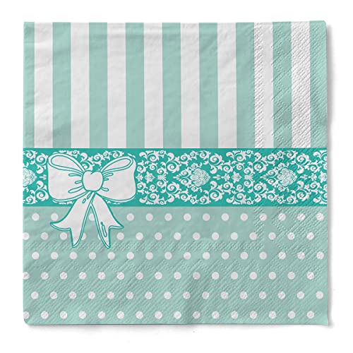 Sovie HOME Tissue Serviette BINE | Mint | Ideal für Hochzeiten und Geburtstage | 33x33cm | 20 Stück von Sovie Home