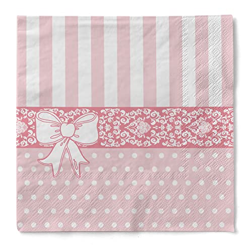 Sovie HOME Tissue Serviette BINE | Rosa | Ideal für Hochzeiten und Geburtstage | 33x33cm | 20 Stück von Sovie Home