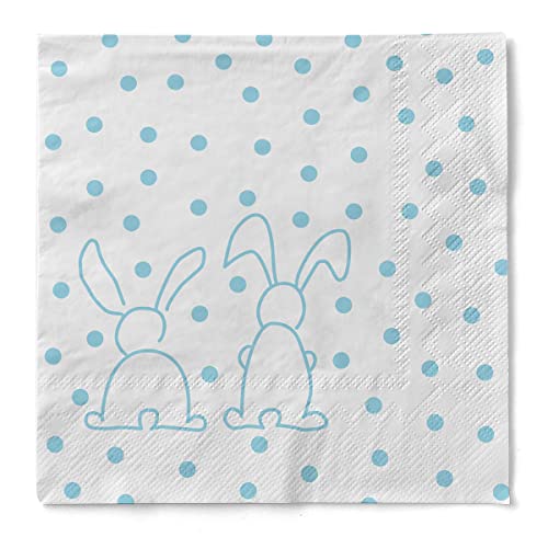 Sovie HOME Tissue Serviette RABBITS | Türkis | 33x33cm | verspielte Frühlingsserviette mit Ostermotiv | 20 Stück von Sovie Home