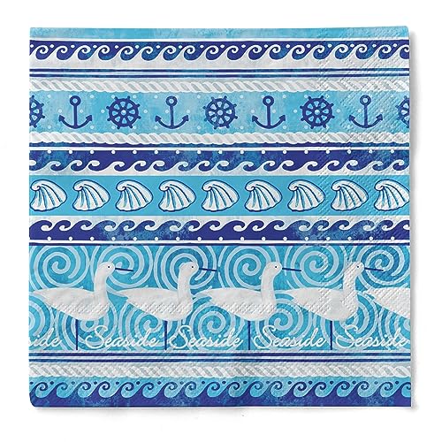 Sovie HOME Tissue Serviette Seaside | saugstarke Servietten im Nordsee Stil | Maritim Seemöwen | 33x33cm | 20 Stück von Sovie Home