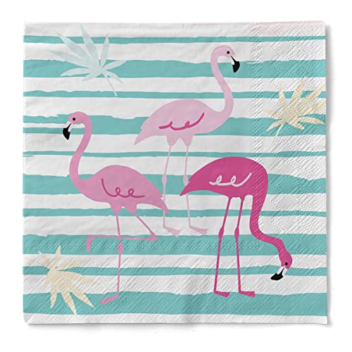 Sovie HOME Tissue Servietten FLAMINGO | ideal für Geburtstage und Feiern | Mintgrün-Rosa | 33x33 cm | 20 Stück von Sovie Home