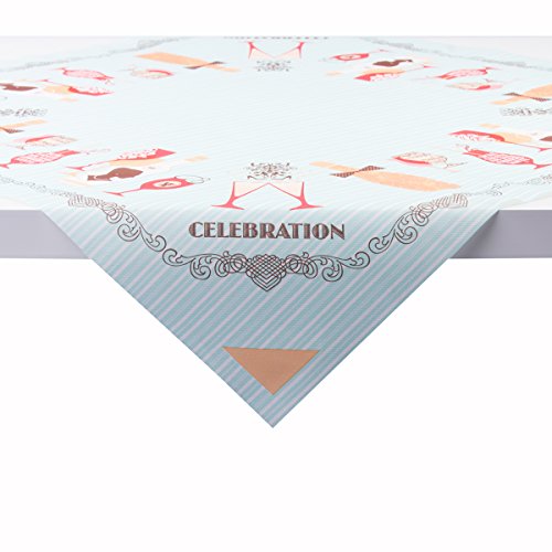 Sovie Home Linclass® Airlaid Tischdecke 80x80 cm | Mitteldecke stoffähnlich | Celebration (Mint-Orange) von Sovie Home