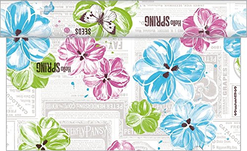 Sovie Home Linclass® Airlaid Tischläufer Hello Spring | Pink-Türkis | Ideal für Ihren Frühlings Tisch | 40cm x 4,8m | 1 Stück von Sovie Home