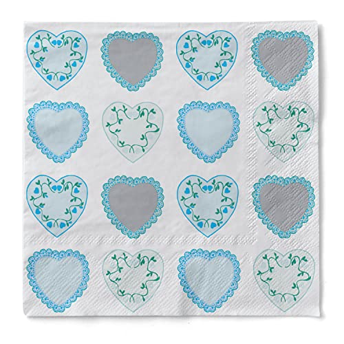 Sovie Home Serviette SWEET LOVE | Tissue-Servietten 33x33 cm | saugstarke und hochwertige Einweg-Servietten | ideal für Hochzeit & Feiern im Frühling & Sommer | 20 Stück (Blau) von Sovie Home