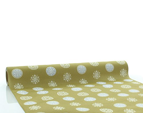 Sovie Home Tischläufer Flocons Gold-Silber | Linclass® Airlaid | Tischdeckenrolle Weihnachten Christmas |40cm x 4,80m von Sovie Home