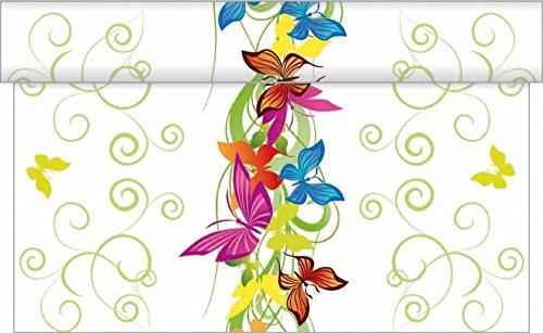 Sovie Home Tischläufer Papillon | Linclass® Airlaid 40cm x 4,80m | saugstark praktisch | Schmetterling Party Garten | 1 Stück von Sovie Home