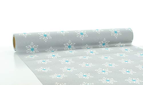Sovie Home Tischläufer | Weihnachten Tischdecke Tischband Schneeflocken Eiskristalle | aus Linclass® Airlaid | 40 cm x 4,80 m | 1 Stück | Snowflakes (Silber, Türkis) von Sovie Home