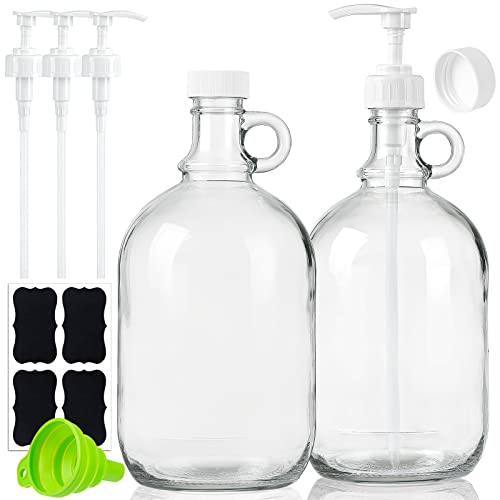 Sovietiep Waschmittelspender mit Pumpe und Deckel, 1,8 l, Glaspumpflasche für Waschseifenspender, Flüssigwaschmittel, Weichspüler-Spender, extra Etikett, Trichter, 2 Stück Sovietiep Waschmittelspender mit Pumpe und Deckel, 1,8 l, Glaspumpflasche für Waschseifenspender, Flüssigwaschmittel, Weichspüler-Spender, extra Etikett, Trichter, 2 Stück von Sovietiep