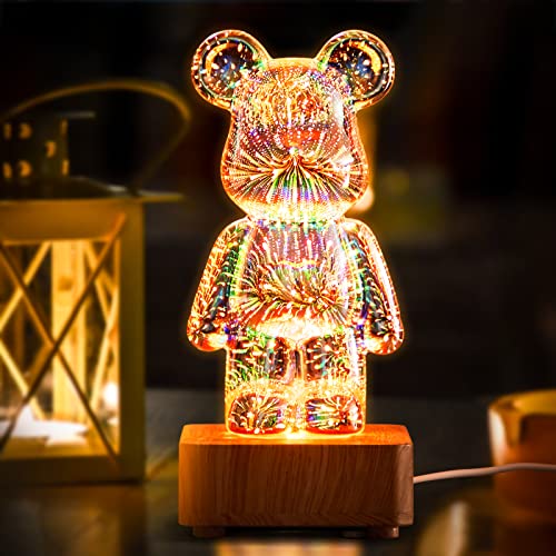 3D Feuerwerk Bär Lampe Bunter Bär Dekoratives Nachtlicht Glas Tischlampe 8 Farben Nachtlicht Für Sie und Ihn von Soview