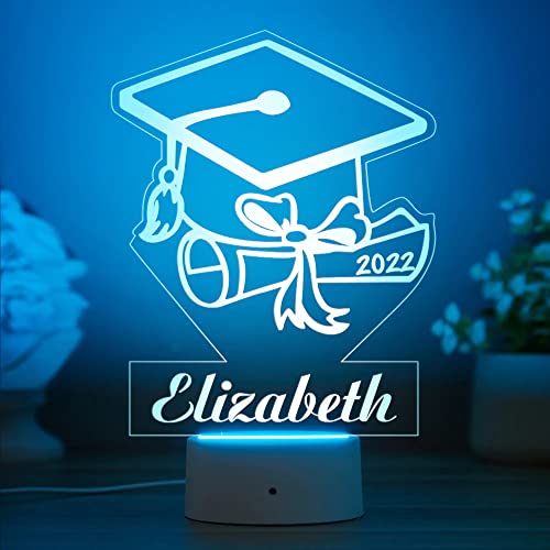 Nachtlicht Abschluss Graduation 2022 Personalisiert mit Name Arcyl 7 Farben 3D LED Lampe Raumdekoration Geschenk für Schüler Student Abiturient von Soview
