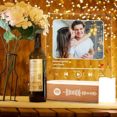 Personalisiert Spotify Nachtlicht mit Foto Musik, 7 Farben LED Arcyl Glas Nachtlampe Raumdekoration Foto Geschenk für Paare Familie Freund Geburtstag Weihnacht Valentinstag von Soview