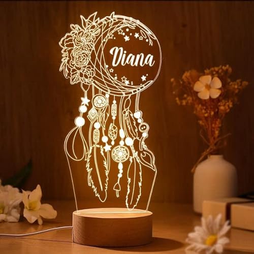 Soview 3D LED Lampe Nachtlicht Kinder Personalisiert mit Name Arcyl Nachtlampe Raumdekoration Geschenk für Baby mädchen junge Geburtstag Weihnacht von Soview