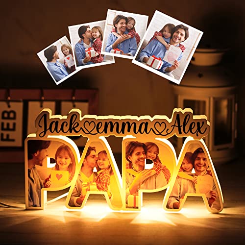 Soview Lampe Foto Personalisiert PAPA mit Namen 3D LED Nachtlicht Arcyl Vatertagsgeschenk Geschenkidee für Vater männer Geburtstag Weihnacht von Soview