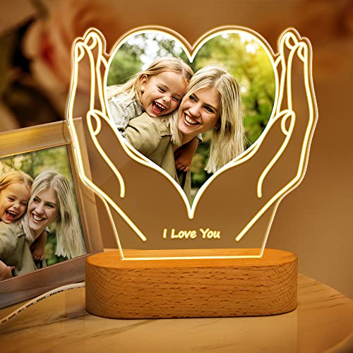 Soview Personalisierte Foto Nachtlicht- Acryl Plakette Nachtlampe mit Text- Fotogeschenke Lampe für Valentinstag Jahrestag Geburtstag Hochzeit von Soview