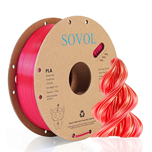 Sovol Dual Color Silk PLA Filament 1.75mm, 3D Drucker Filament 1kg (2.2LBS), Zweifarbiges Seiden Rose/Gold Coextrusion PLA Filament +/-0.03mm von Sovol