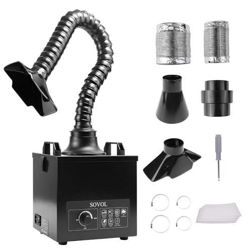 Sovol Lötrauchabsorber, 100W Mini Desktop Lötrauchabsaugung mit 3-Stufen-Filter, Luftvolumen 200 m³/h, 2 Rauchhaubenformen und 3 Abluftschläuche Schweißrauchabsauger für Laser Graviermaschine Sovol Lötrauchabsorber, 100W Mini Desktop Lötrauchabsaugung mit 3-Stufen-Filter, Luftvolumen 200 m³/h, 2 Rauchhaubenformen und 3 Abluftschläuche Schweißrauchabsauger für Laser Graviermaschine von Sovol
