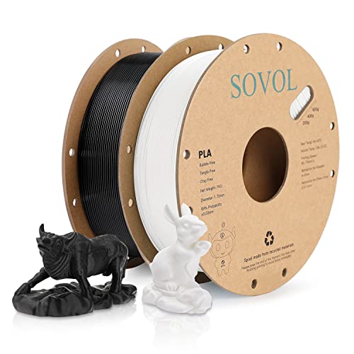 Sovol PLA Filament 1.75mm, 3D Drucker Filament 2kg Spule (4.4LBS), Maßgenauigkeit +/- 0.03mm, Neatly Wound Filament, PLA Schwarz + Weiß von Sovol