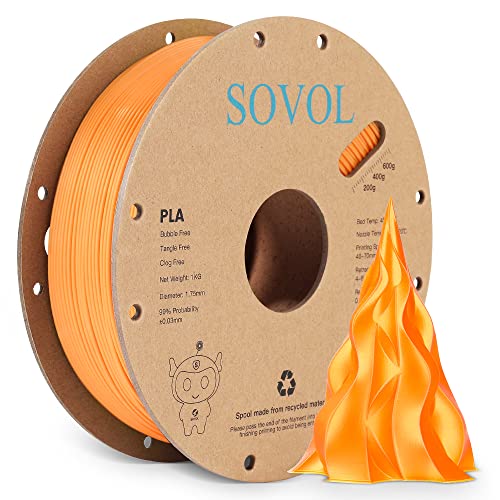 Sovol PLA Filament 1.75mm Silk Rot-Gold, 3D Drucker Filament Silk PLA 1kg (2.2LBS), Maßgenauigkeit +/- 0,03 mm von Sovol