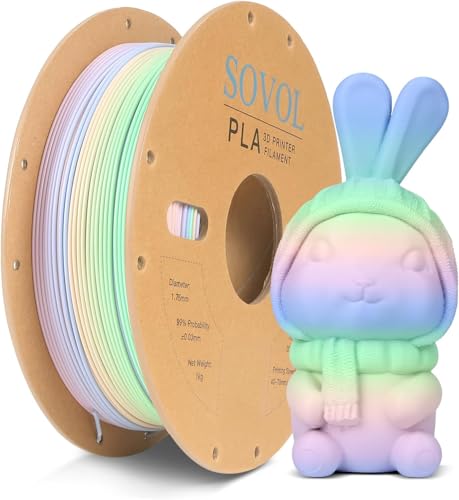 Sovol Rainbow Matte PLA Filament 1.75mm, 3D Drucker PLA Filament, Maßgenauigkeit +/-0,02mm, 1kg (2,2LBS)/Spule, Rainbow PLA von Sovol