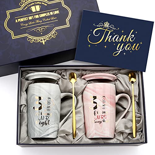 30 Years of Mr Mrs Tassen Hochzeitstag Geschenke für Paare, Eltern Großeltern Keramik Kaffeetassen Kaffeebecher Set Weihnachtsgeschenke, Tassen Set Jahrestag Geschenk für Ihn (14oz) von Sovyime