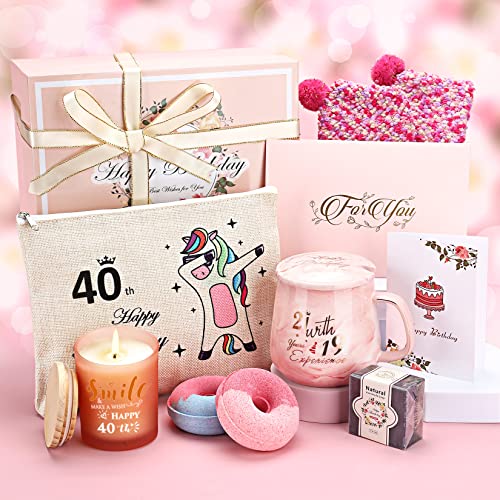 40. Geburtstag für Frauen, 13oz Kaffeetassen Tassen Duftkerze Badebomben Geschenkeset Frauen, Geburtstagsgeschenk für Mutter Frau Schwester Beste Freundin 40th Geburtstags, Keramik von Sovyime