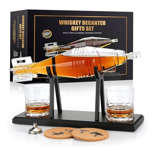 Sovyime Whisky Karaffe 800ml, Whisky Dekanter mit 2 Whisky Gläser Set, Whiskey Karaffe Whiskey Gläser, Whiskey Geschenke für Männer Geburtstag, Vater Weihnachtsgeschenke Geburtstagsgeschenk für männer von Sovyime