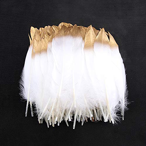 Sowder Natürliche Gänsefedern Bekleidungszubehör 50pcs(Weiß and gold) von Sowder