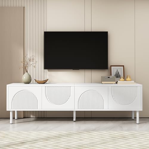 Soweiz Modernes TV-Lowboard 180x40x52cm mit Stauraum, Matte Oberfläche & Kabelmanagement – Minimalistisches Design für Wohnzimmer, Schlafzimmer oder Flur von Soweiz