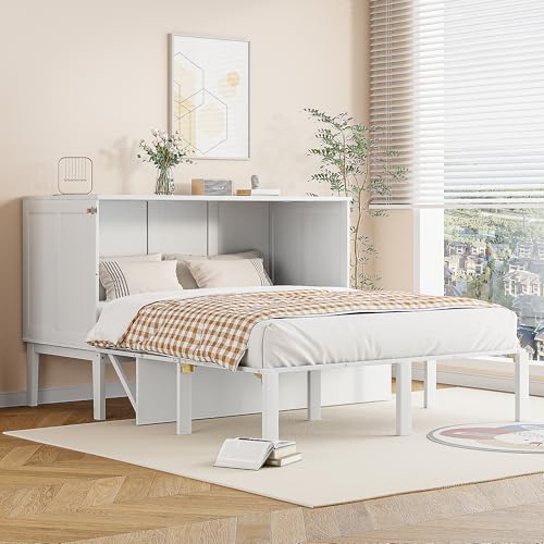 Schrankbett 140x200 cm, Wandbett mit Lattenrost, Wandklappbett, vertikales Schrankbett mit Lattenrost, Jugendbett (Weiß) von Soweiz