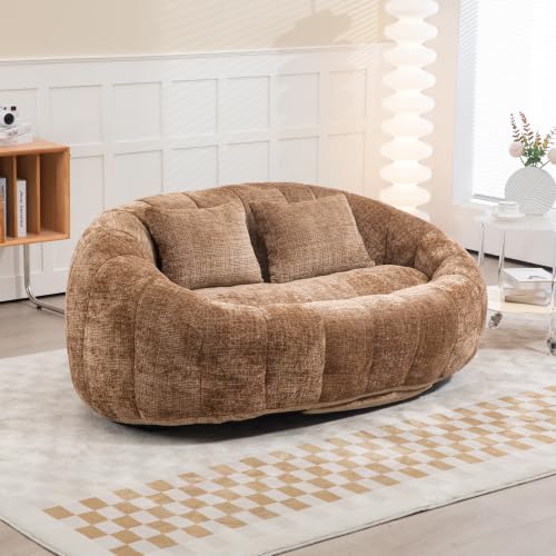 Soweiz Sitzsack-Sofa, Langlebige, Bequeme Liege, Sitzsack-Sessel mit Hoher Rückenlehne, Couch für Erwachsene und Kinder, Weicher Loungesessel (Kaffee Chenille) von Soweiz