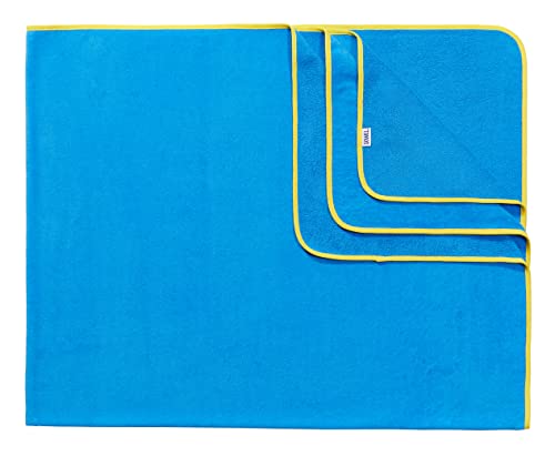 Sowel® Strandtuch XXL, 200x160 cm, Partner und Familien Badetuch, Groß, 100% Bio-Baumwolle, Flauschig, Frottee, Velours, Damen und Herren, Blau/Gelb von Sowel