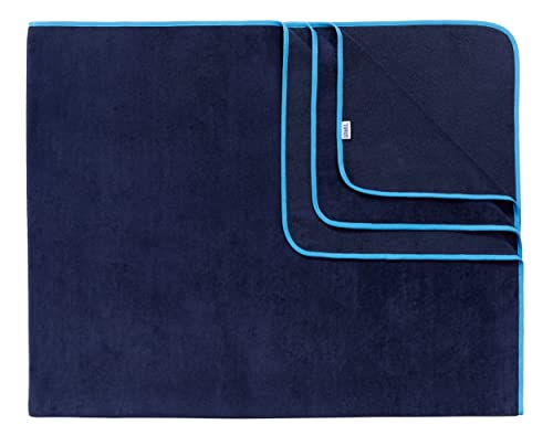 Sowel® Strandtuch XXL, 200x160 cm, Partner und Familien Badetuch, Groß, 100% Bio-Baumwolle, Flauschig, Frottee, Velours, Damen und Herren, Navy/Blau von Sowel