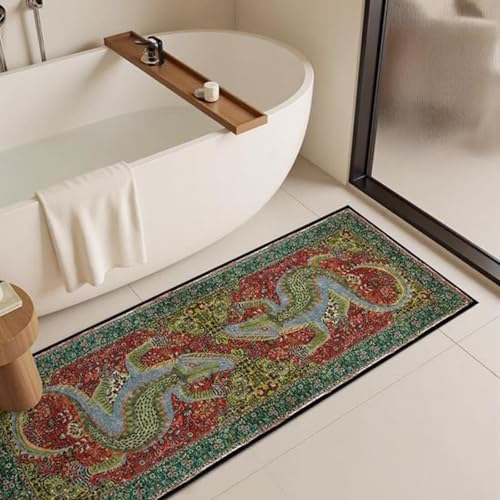 Soyalie Teppich, Krokodilmuster, 60 x 180 cm, Vintage-Stil, Boho, Alligator-Läufer, Teppich für Waschküche, Badezimmer, Nachttisch, waschbar, rutschfest, Krokodil-Eingangsteppich, Grün Soyalie Teppich, Krokodilmuster, 60 x 180 cm, Vintage-Stil, Boho, Alligator-Läufer, Teppich für Waschküche, Badezimmer, Nachttisch, waschbar, rutschfest, Krokodil-Eingangsteppich, Grün von Soyalie