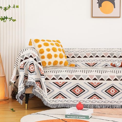 Boho Style Decke Tagesdecke Mit Fransen,Doppelseitig Sofa Decke,Aztekischer Ethnischer Stil Decke,Multifunktionsdecke,Für Zuhause,Büro,Reisen, Zelten(130 * 180 cm) von Soyestan