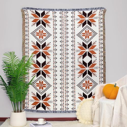 Boho Style Decke Tagesdecke Mit Fransen,Doppelseitig Sofa Decke,Aztekischer Ethnischer Stil Decke,Multifunktionsdecke,Für Zuhause,Büro,Reisen, Zelten(130 * 180 cm) von Soyestan