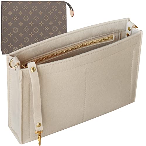 Soyizom Kulturbeutel 19 26 Beutel Organizer Einsatz zum Kosmetik-Organizer,Filz Geldbörsen Organizer Einsatz Damen Tote Handtasche Liner Taschenorganizer(Klein-19,Beige) von Soyizom