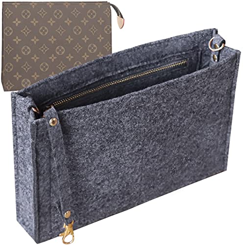 Soyizom Kulturbeutel 19 26 Beutel Organizer Einsatz zum Kosmetik-Organizer,Filz Geldbörsen Organizer Einsatz Damen Tote Handtasche Liner Taschenorganizer(Klein-19,Grau) von Soyizom