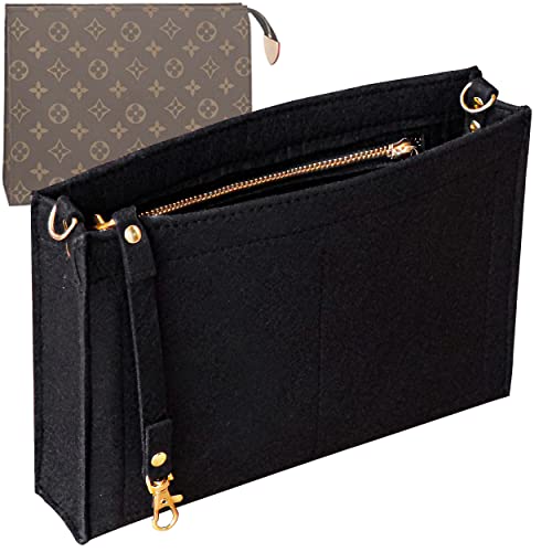 Soyizom Kulturbeutel 19 26 Beutel Organizer Einsatz zum Kosmetik-Organizer,Filz Geldbörsen Organizer Einsatz Damen Tote Handtasche Liner Taschenorganizer(Klein-19,Schwarz) von Soyizom