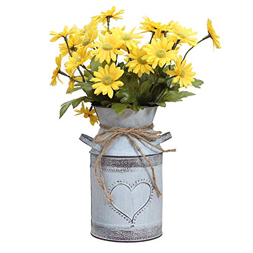 Soyizom Vintage Blumenvase Metall Blumentöpfe， Herz Milchkanne Rustikal Blumeneimer Tischdeko Metall Blumentöpfe ​Deko Vintage Blumenvase Eisen Deko Landhausstil Milchkanne von Soyizom