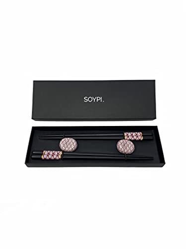 Soypi Essstäbchen aus Holz - 2 paar Sushi Stäbchen zum Essen federleicht aber stabil - Sushi Set - Chinesische Stäbchen wiederverwendbar - Sushi Geschirr Set als Perfektes Geschenk von Soypi