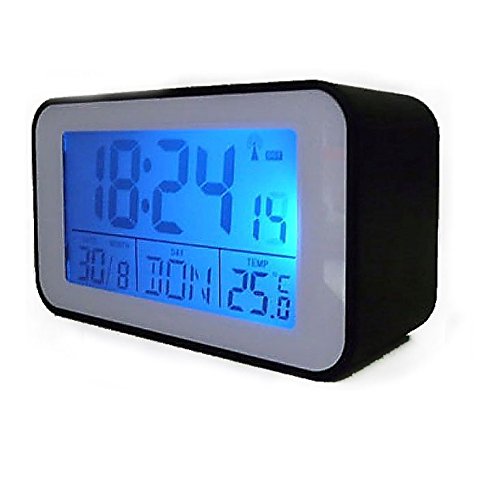 Soytich Funkuhr mit Thermometer Funkwecker Wecker Uhr in schwarz (SN4491s) von Soytich