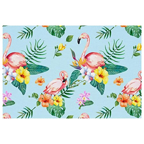 Vintage Floral Flamingo Platzsets, Set mit 6 Tischsets für Esstische, 30,5 x 45,7 cm, rutschfest, hitzebeständig, Küchentisch, Platzsets von SpONda